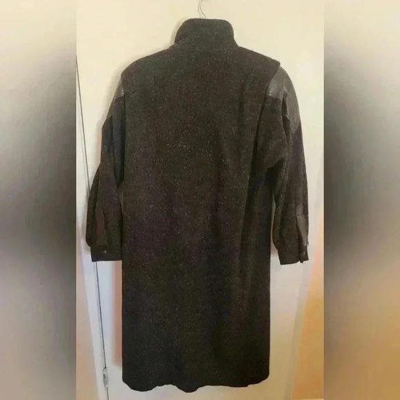 Maggie Lawrence Wool Blend Coat Sz14 Leather Accents 80s y2k oldmoney vintage - Picture 2 of 8